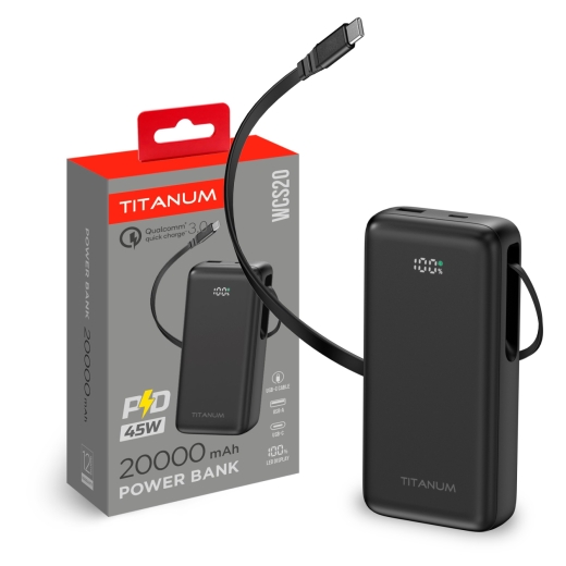 Повербанк 20000mAh TITANUM WCS20 PD45W Black - 1