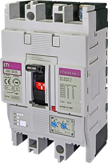 Автоматичний вимикач ETI 004671046 EB2 125/3S 125А 3р (36кА) - 1