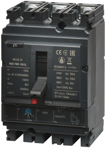 Автоматический выключатель ETI NBS-TMS 100/3L 3P 50A 36кА (4673004) - 1