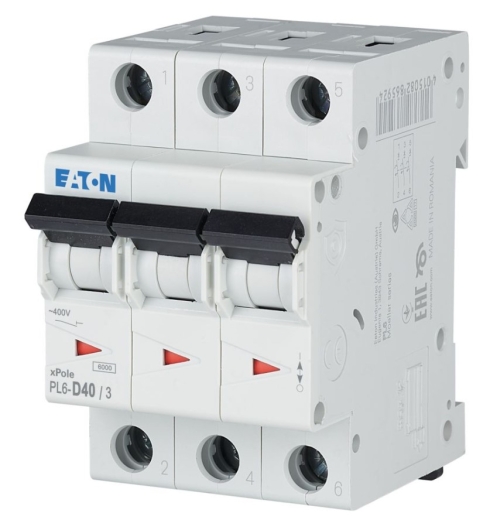 Силовий автомат Eaton PL6-D40/3 6кА 40A - 3