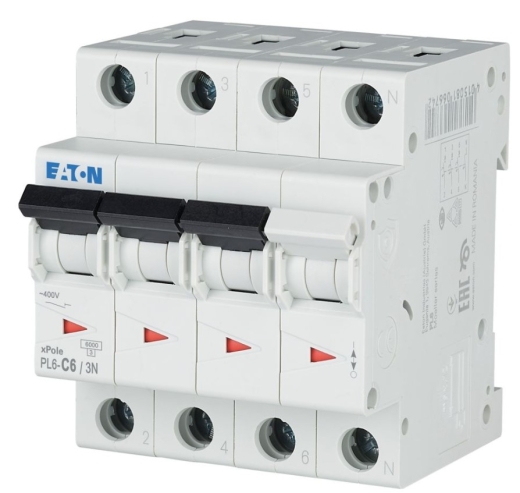 Автоматичний вимикач Eaton (Moeller) PL6-C6/3N (106907) - 1