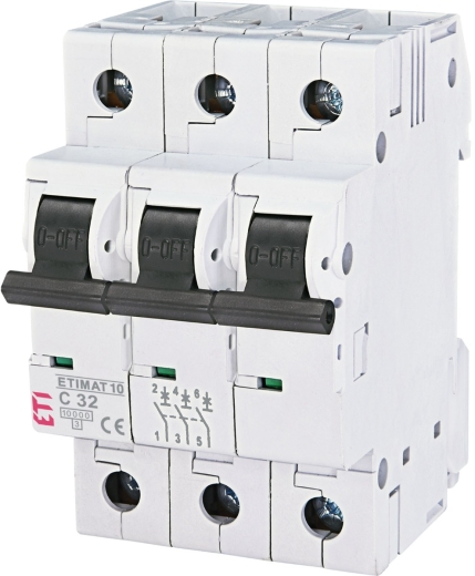 Автоматичний вимикач ETI 002135719 ETIMAT 10 3p C 32А (10 kA) - 1