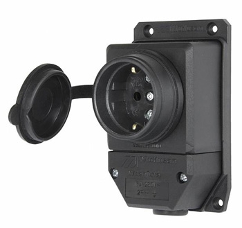 Каучукова одинарна розетка E.Next e.socket.rubber.029.1.16 16А із заземленням та захисною кришкою (s9100025) - 1
