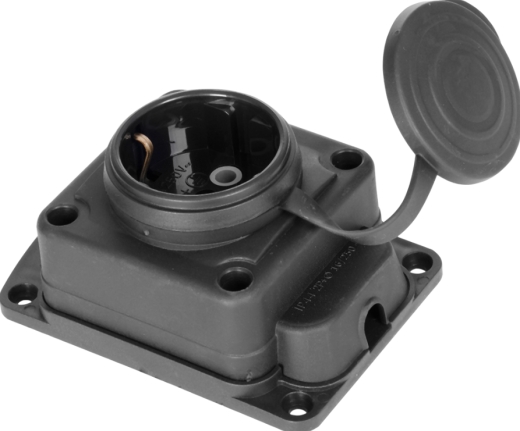 Каучукова одинарна розетка E.Next e.socket.rubber.029.1.16 16А із заземленням та захисною кришкою (s9100025) - 3