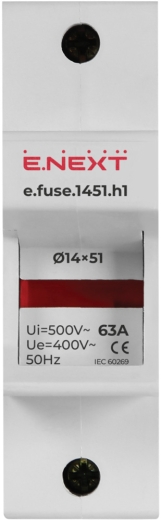Держатель предохранителя E.Next e.fuse.1451.h1 на DIN-рейку 14х51 1р 63А (i0300004) - 2