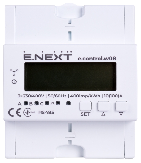 Трифазний лічильник E.Next e.control.w08 10(100)А RS485 (i0310038) - 2