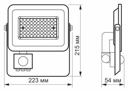 LED прожектор Videx F2e 50Вт 5000K (VL-F2e505W-S) с датчиком движения и освещенности - 6