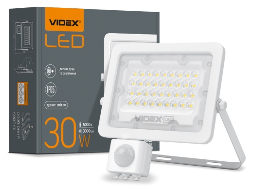 LED прожектор Videx F2e 30Вт 5000K (VL-F2e305W-S) з датчиком руху та освітленості - 4