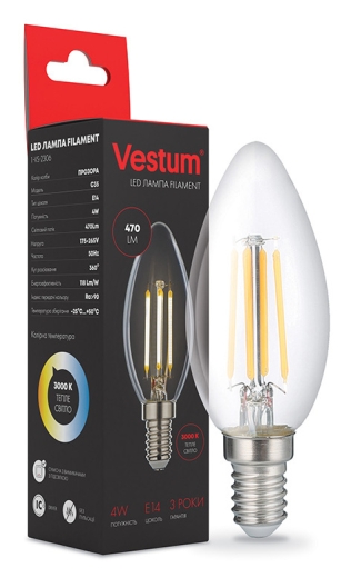 Філаментна лампа Vestum 1-VS-2306 С35 4Вт 3000K E14 - 2