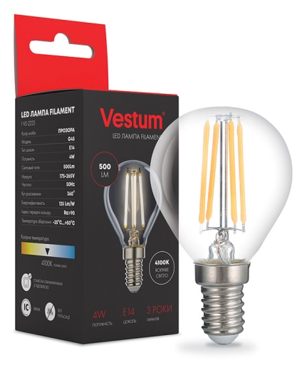 Філаментна лампа Vestum 1-VS-2225 G45 4Вт 4100K E14 - 2