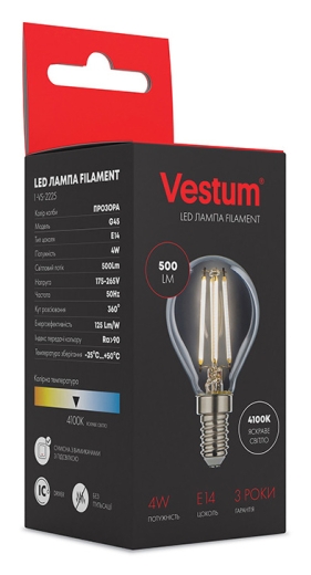 Філаментна лампа Vestum 1-VS-2225 G45 4Вт 4100K E14 - 3