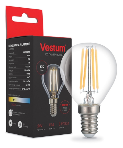 Філаментна лампа Vestum 1-VS-2230 G45 5Вт 3000K E14 - 2
