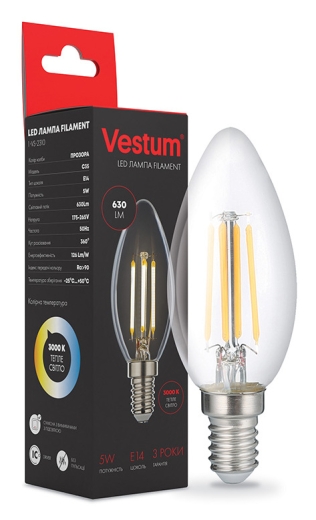 Філаментна лампа Vestum 1-VS-2310 С35 5Вт 3000K E14 - 2