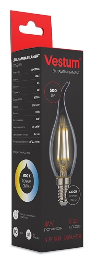 Филаментная лампа Vestum 1-VS-2405 С35T 4Вт 4100K E14 - 3