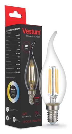 Філаментна лампа Vestum 1-VS-2406 С35T 4Вт 3000K E14 - 2