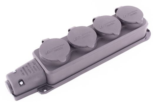 Каучукова чотиримісна колодка E.Next e.socket.rubber.029.4.16 16А із заземленням та захисною кришкою (s9100039) - 2