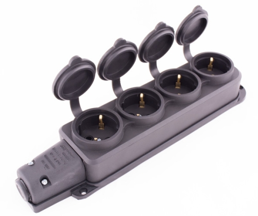 Каучукова чотиримісна колодка E.Next e.socket.rubber.029.4.16 16А із заземленням та захисною кришкою (s9100039) - 4