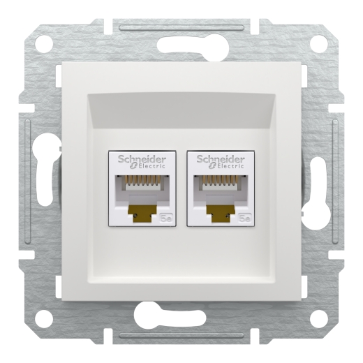 Комп'ютерна розетка RJ45 подвійна UTP cat.5e Schneider Electric Asfora без рамки біла (EPH4470121) - 4