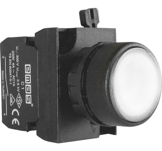 Натискна кнопка EMAS CP100DB (1НО) біла - 1