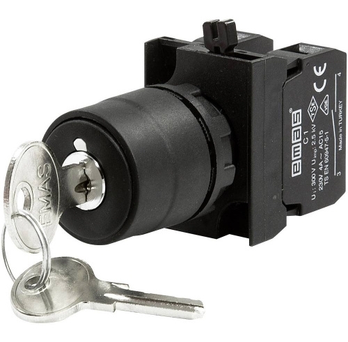 Кнопка EMAS CP101AC30 з ключем, що виймається у всіх положеннях (1НО+1НЗ) IP65 - 1