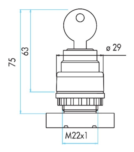 Кнопка EMAS B100AA20 (B100A21) з ключем, що виймається в положенні 0 (1НО) - 2