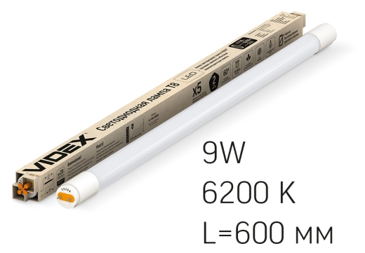 Матова LED лампа Videx T8b 9Вт 6200K 0,6м (VL-T8b-09066) - 3