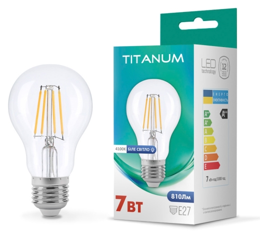 Світлодіодна лампа філаментна Titanum Filament A60 E27 7Вт 4100K (TLFA6007274) - 3