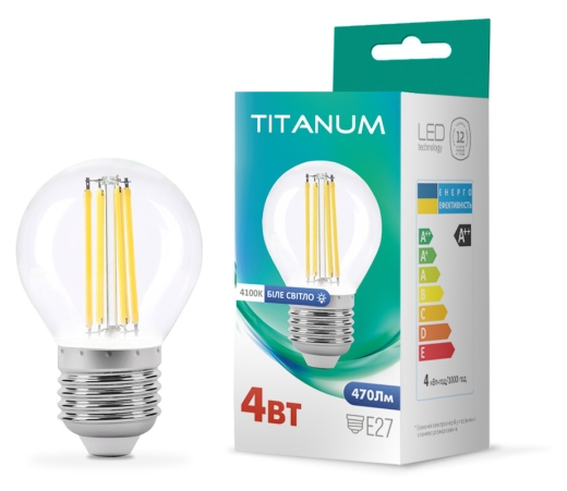 Світлодіодна філаментна лампа Titanum Filament G45 E27 4Вт 4100K (TLFG4504274) - 2