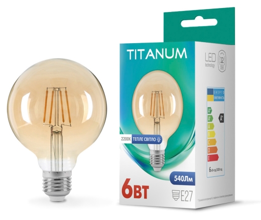 Світлодіодна лампа філаментна Titanum Filament G95 E27 6Вт 2200K (TLFG9506272A) бронза - 2