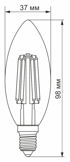 Світлодіодна філаментна лампа Videx Filament C37F E14 6Вт 4100K (VL-C37F-06144) - 2