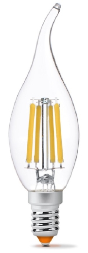 Світлодіодна філаментна лампа Videx Filament C37Ft E14 6Вт 4100K (VL-C37Ft-06144) - 1