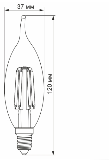 Світлодіодна філаментна лампа Videx Filament C37Ft E14 6Вт 4100K (VL-C37Ft-06144) - 2