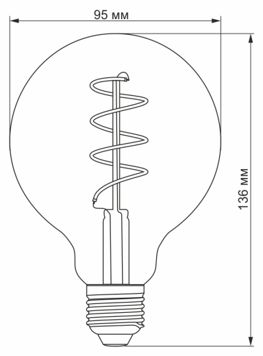 Димерна філаментна лампа Videx Filament G95FASD E27 5Вт 2200K (VL-G95FASD-05272) бронза - 3
