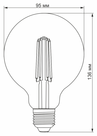 Диммована філаментна лампа Videx Filament G95FD E27 7Вт 4100K (VL-G95FD-07274) - 3