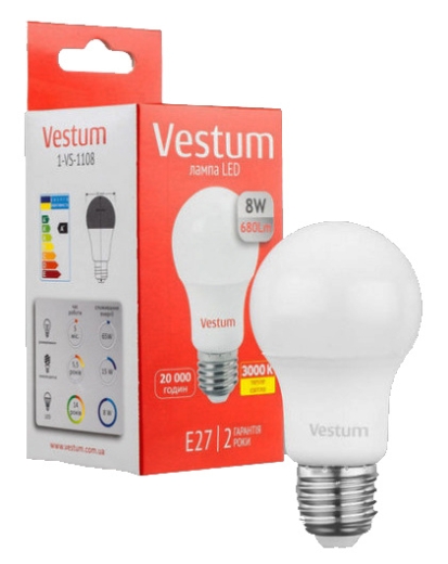 Лампа LED Vestum 8Вт 3000K E27 - 2