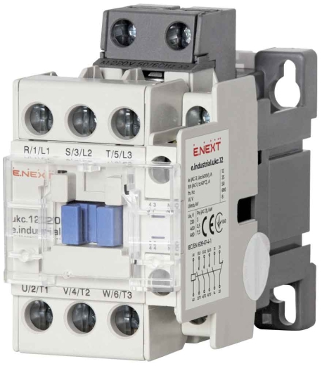 Контактор e.industrial.ukc.12.220, 12А, 220В, no+nc E-Next - 1