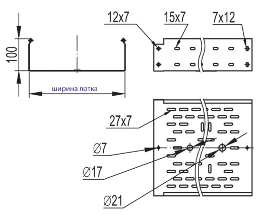 Перфорований лоток 150х100х3000мм DKC 35342 - 2