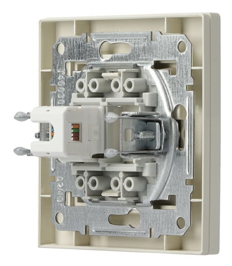 Розетка комп'ютерна одинарна RJ45 кат.5е UTP кремова Asfora, EPH4300123 - 4