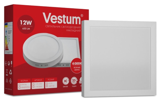 Накладний точковий світильник Vestum 1-VS-5402 12Вт 4000K квадратний - 3