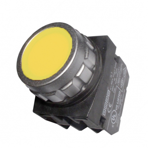 Натискна кнопка EMAS H102DS (1НО+1НЗ) жовта - 1