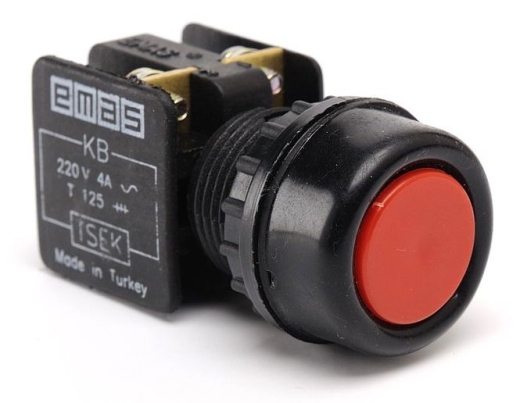 Кнопка управления EMAS KB12RK нажимная с водозащитным кольцом (1НЗ) красная - 1