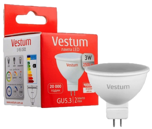 Лампа LED Vestum MR16 3Вт 4100K GU5.3 - 2