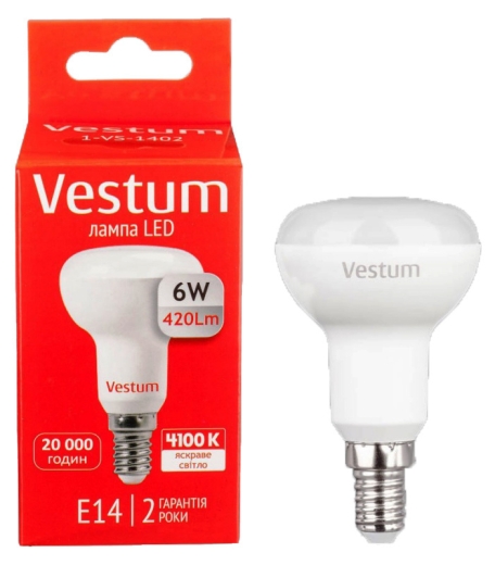 Лампа LED Vestum R50 6Вт 4100K E14 - 2