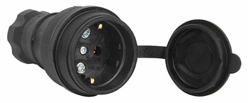 Каучукова переносна розетка E.Next e.socket.rubber.029.16 16А із заземленням та захисною кришкою (s9100024) - 1