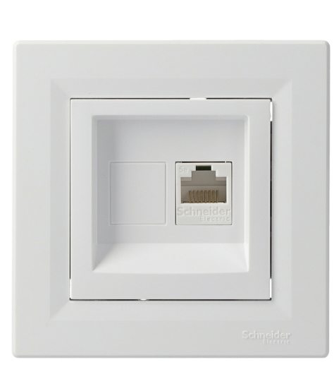 Розетка компьютерная одинарная RJ45 кат.5е UTP белая Asfora, EPH4300121 - 1