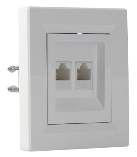 Розетка комп'ютерна RJ45 кат.6 UTP подвійна біла Asfora, EPH4800121 - 2