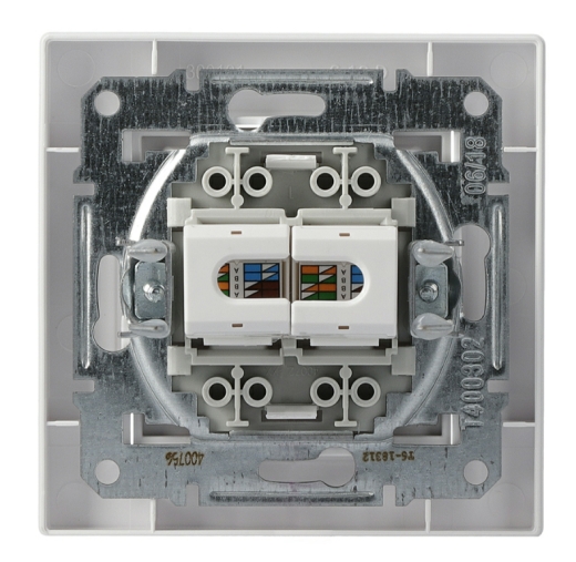 Розетка комп'ютерна RJ45 кат.6 UTP подвійна біла Asfora, EPH4800121 - 5