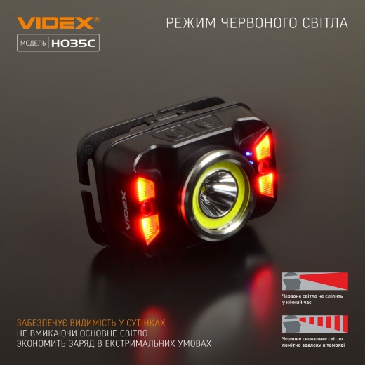 Світлодіодний налобний ліхтарик Videx 410Лм 5000K (VLF-H035C) - 9
