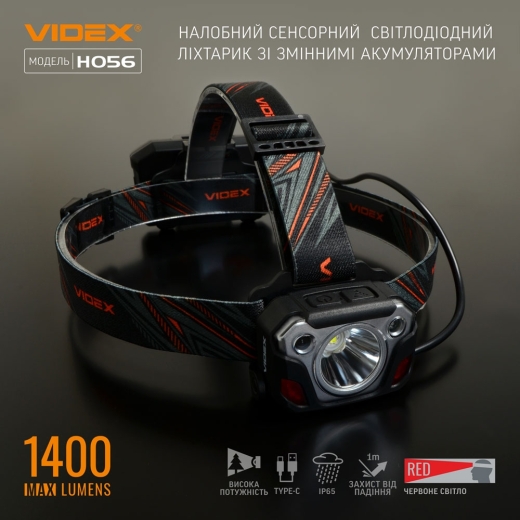 Світлодіодний налобний ліхтарик Videx 1400Лм 6500K (VLF-H056) - 3