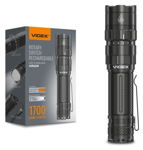 Светодиодный портативный фонарик Videx 1700Лм 6500K (VLF-A156R) - 2